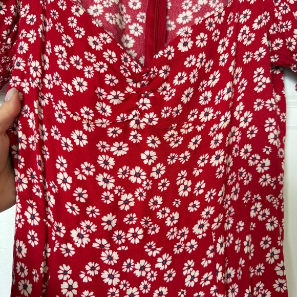 Reformation Lacey Red Midi Floral Dress Size 6 - Picture 7 of 16